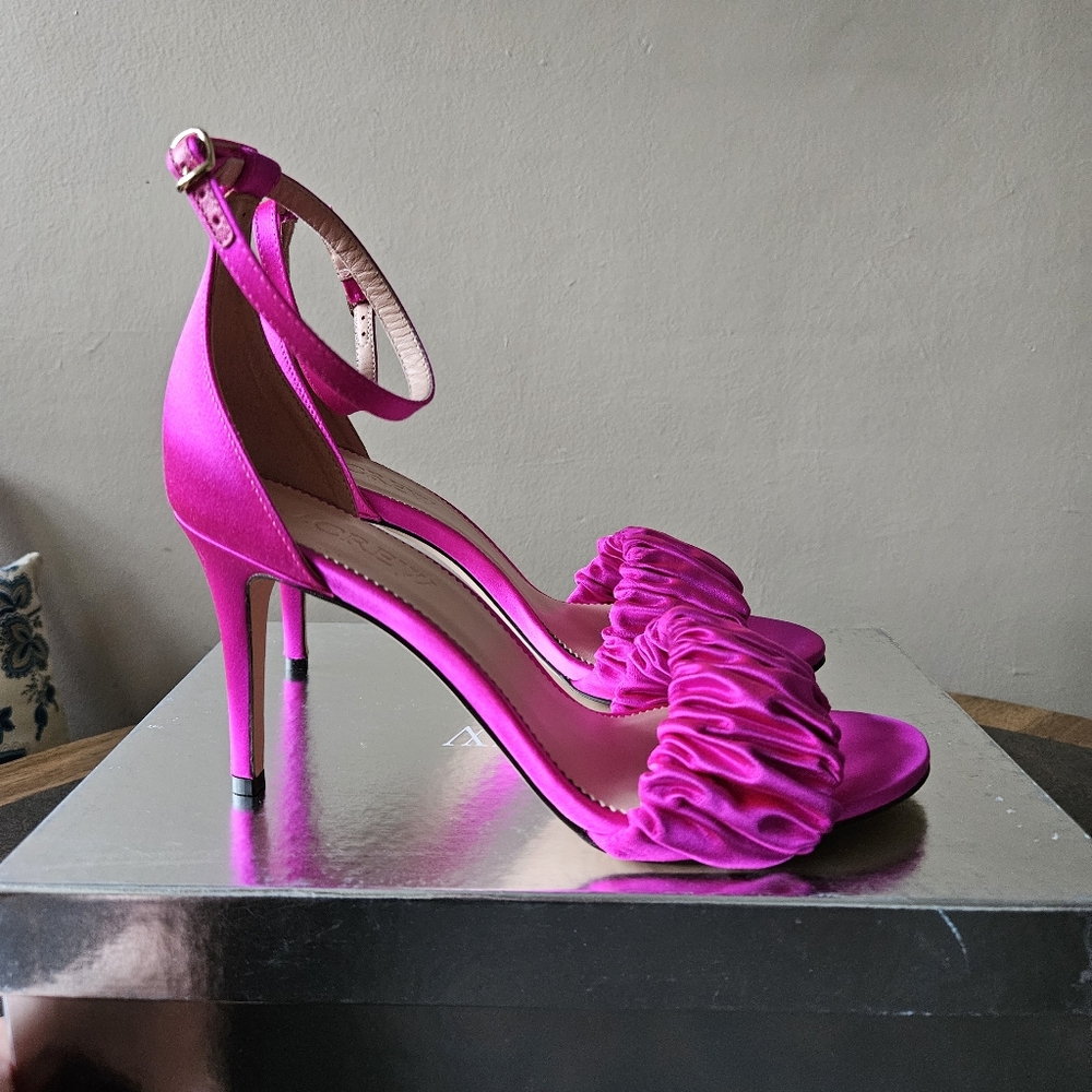 NWT J. Crew Collection Rylie ruched-strap heels in pink satin